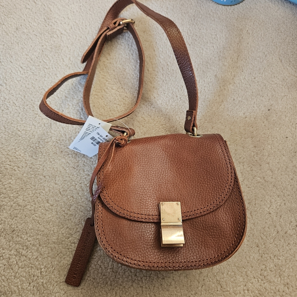 Genuine Brown Leather Crossbody Bag